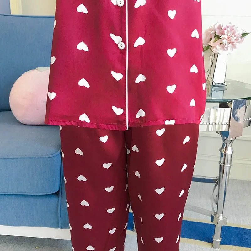 VenusFox Oversize M-5XL Womens Long Sleeve Trousers Pyjamas Silk Satin Pajamas Sets Sleepwear Nightgown Suit Robe Bath Gown Sleepshirts