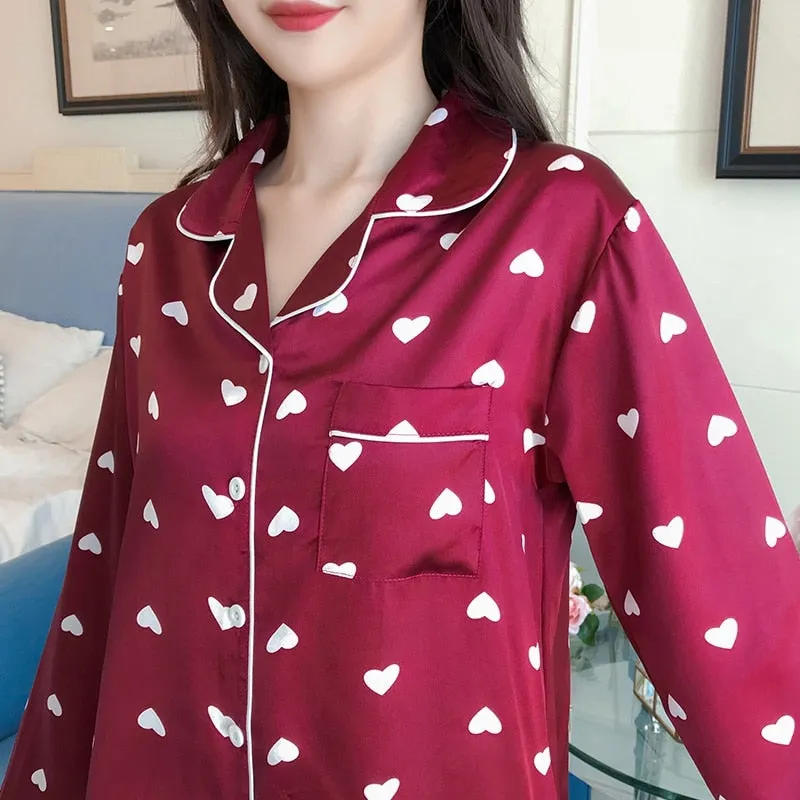 VenusFox Oversize M-5XL Womens Long Sleeve Trousers Pyjamas Silk Satin Pajamas Sets Sleepwear Nightgown Suit Robe Bath Gown Sleepshirts