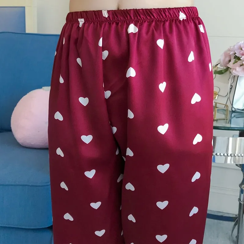 VenusFox Oversize M-5XL Womens Long Sleeve Trousers Pyjamas Silk Satin Pajamas Sets Sleepwear Nightgown Suit Robe Bath Gown Sleepshirts