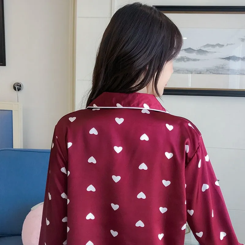 VenusFox Oversize M-5XL Womens Long Sleeve Trousers Pyjamas Silk Satin Pajamas Sets Sleepwear Nightgown Suit Robe Bath Gown Sleepshirts