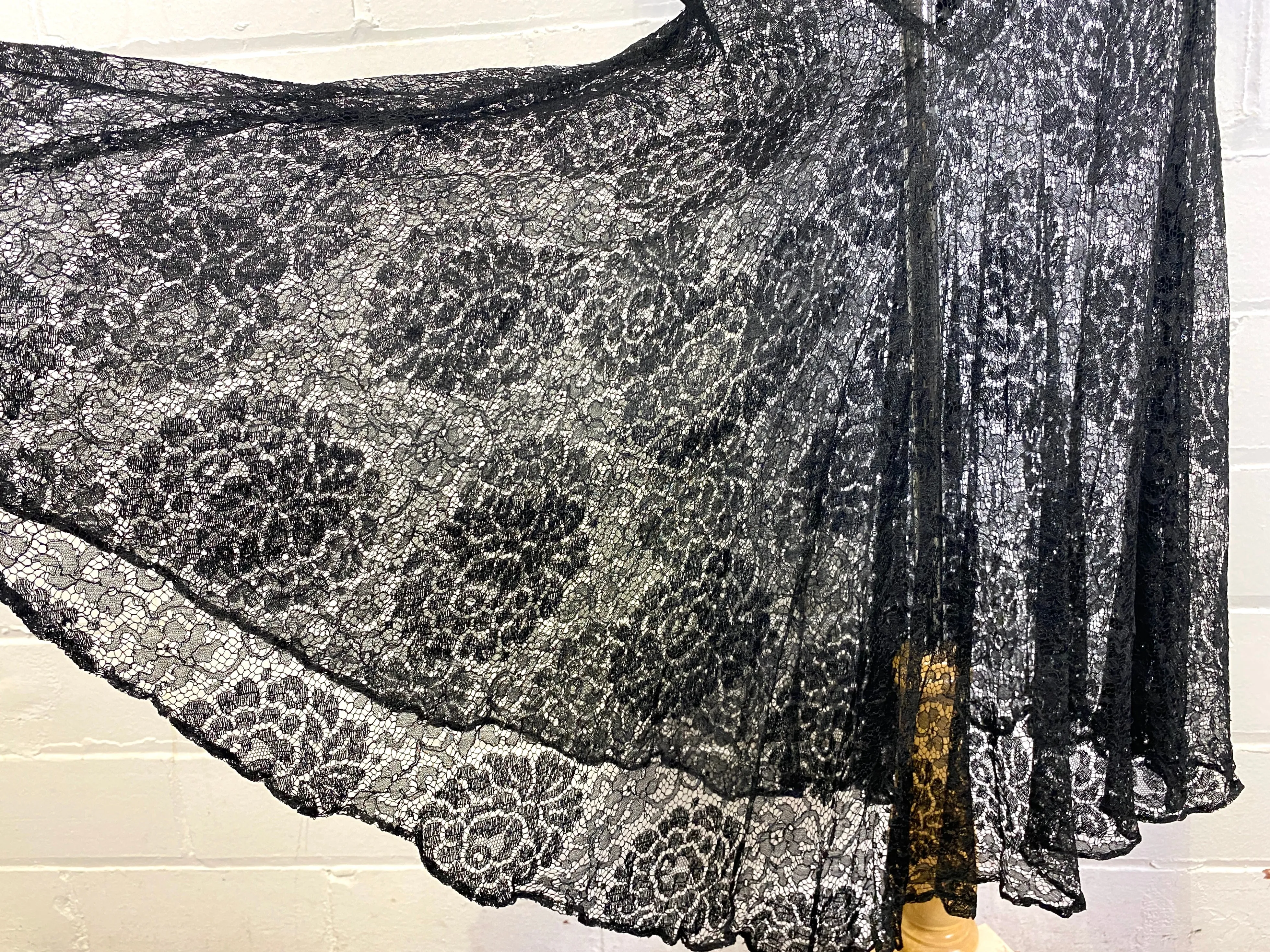 Vintage 1930s Black Lace Dress, Small