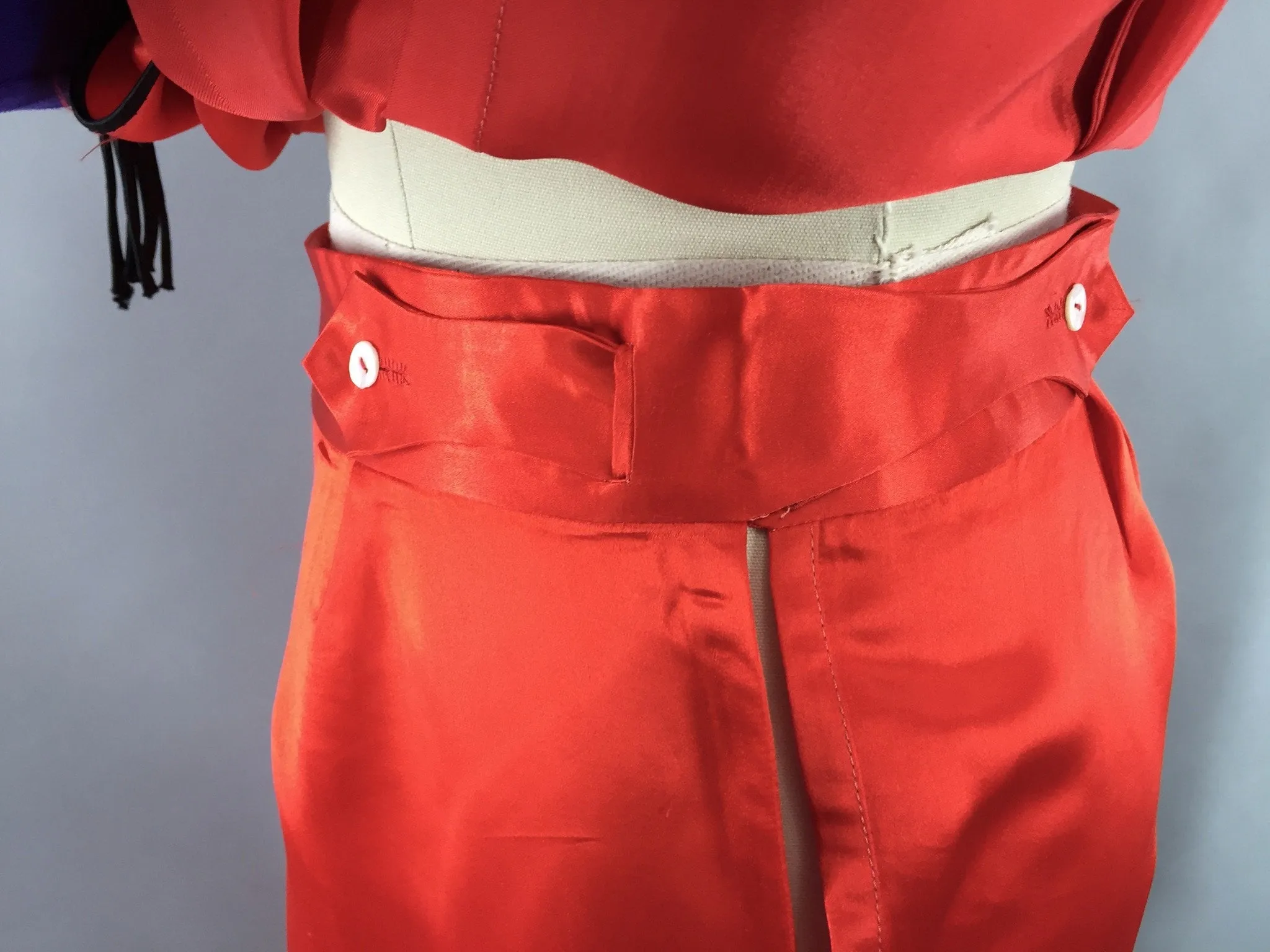 Vintage 1930s Pajamas / Red Silk Satin Loungewear Set