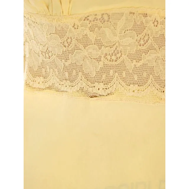 Vintage Nightgown Bias Cut Yellow Rayon w/ Lace Insets Sz 38 1930s