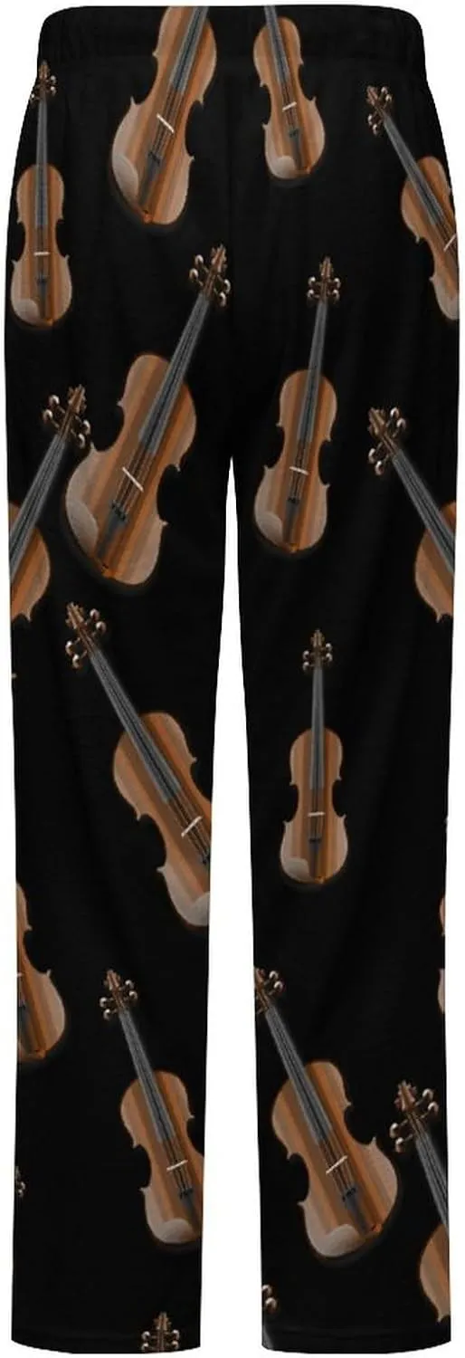 Violin Women's Flannel Pajama Pants Fleece Lounge Sleep Bottoms PJ