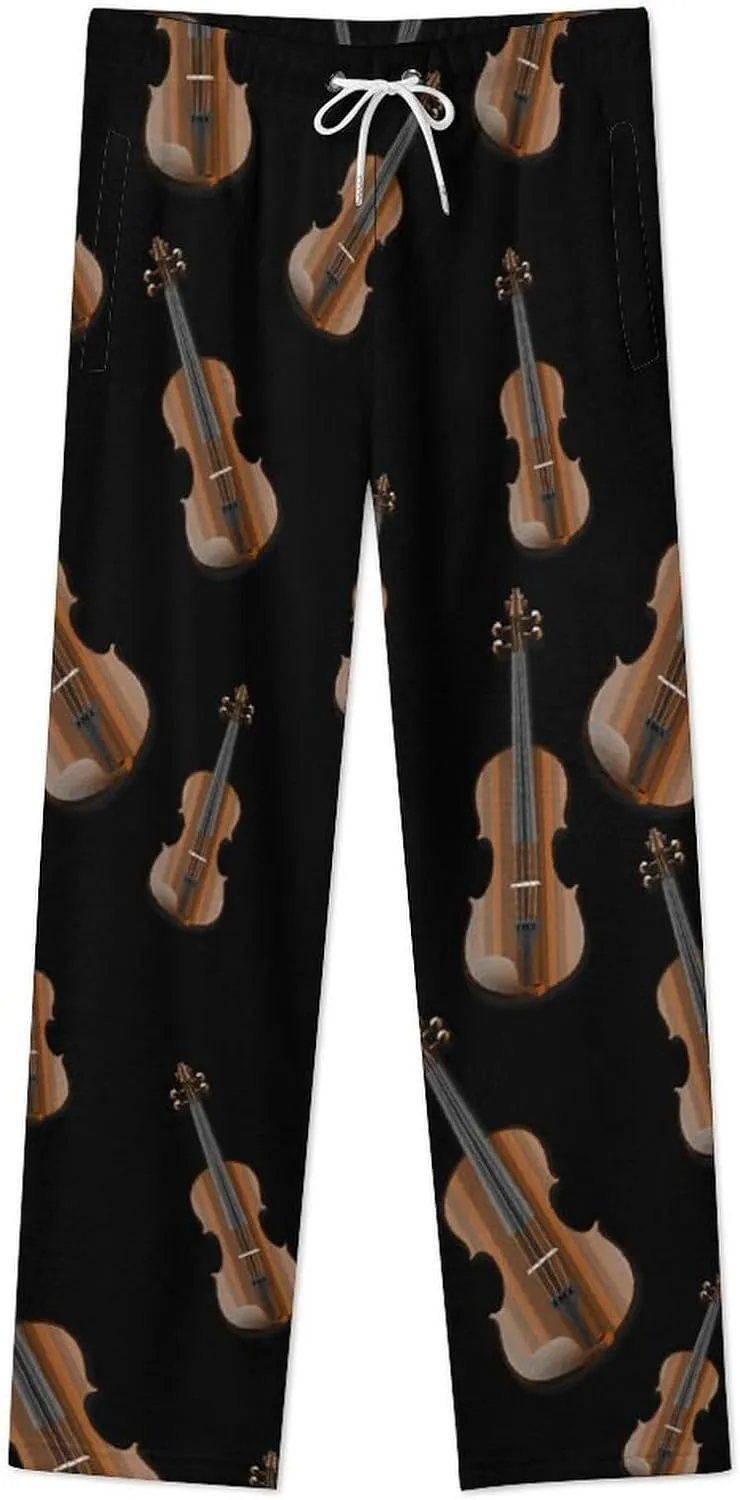 Violin Women's Flannel Pajama Pants Fleece Lounge Sleep Bottoms PJ