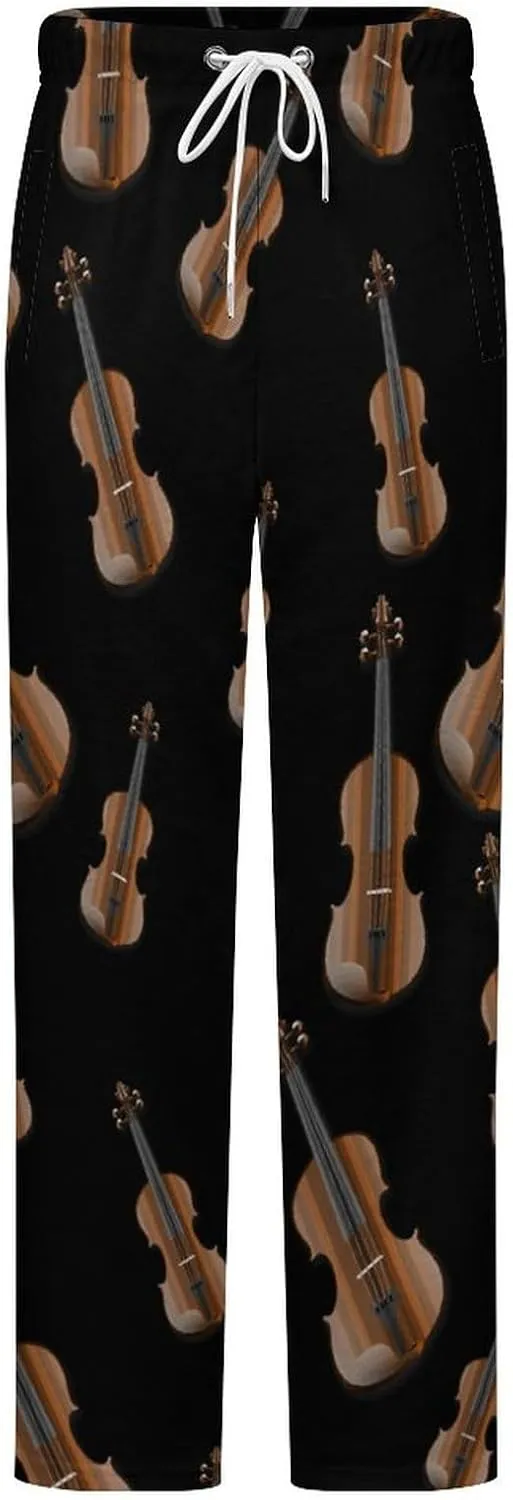 Violin Women's Flannel Pajama Pants Fleece Lounge Sleep Bottoms PJ
