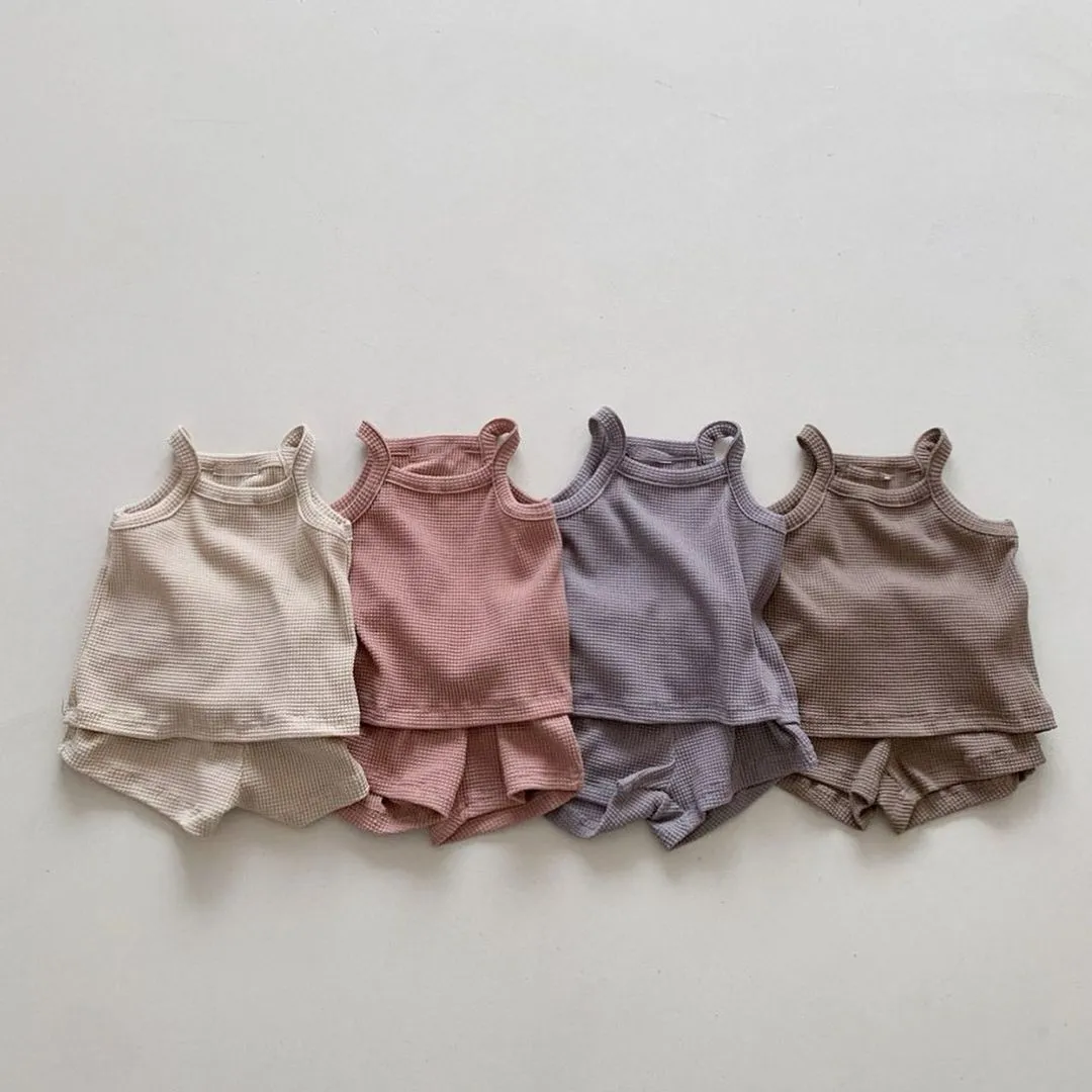 Waffle Knit Tank and Shorts Set
