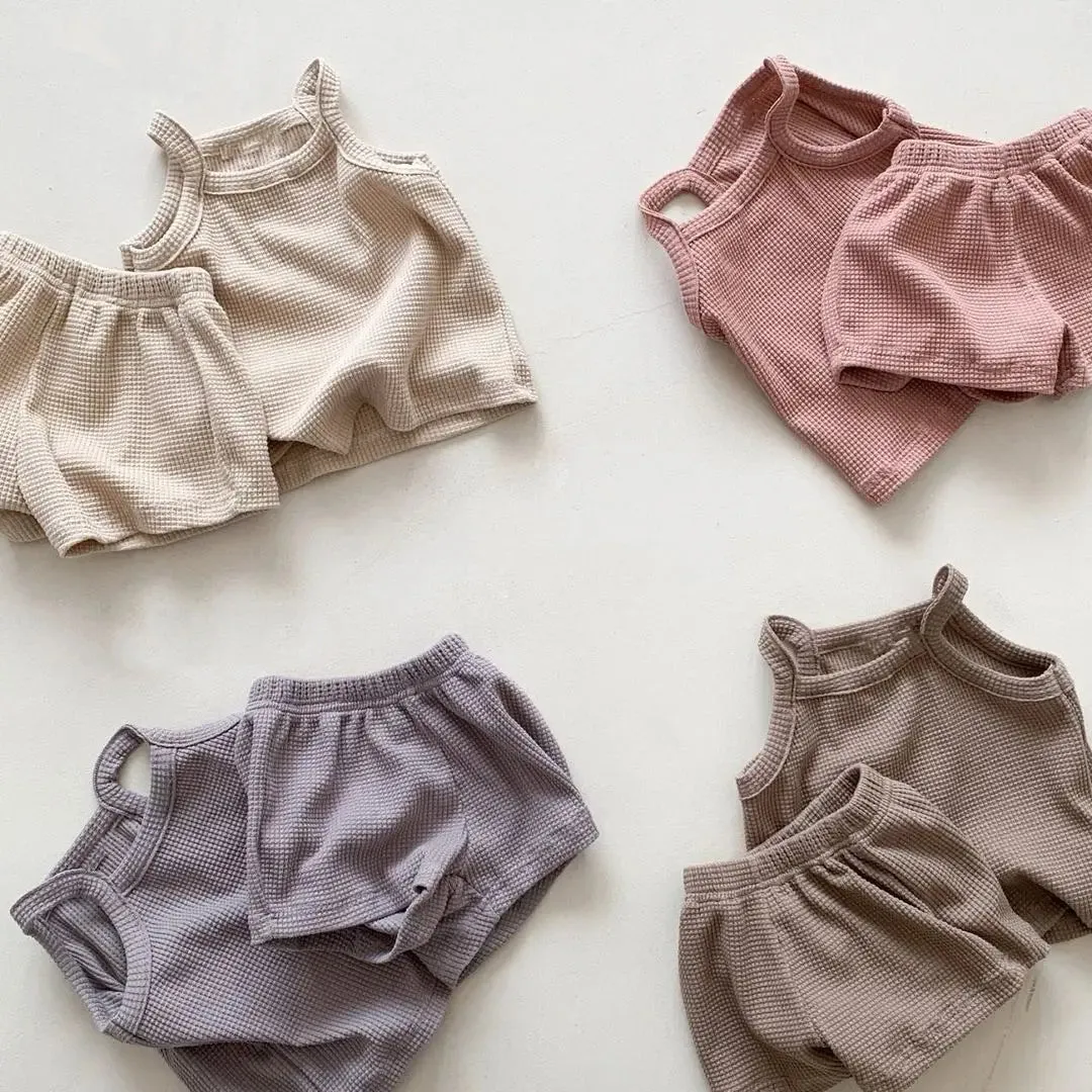 Waffle Knit Tank and Shorts Set