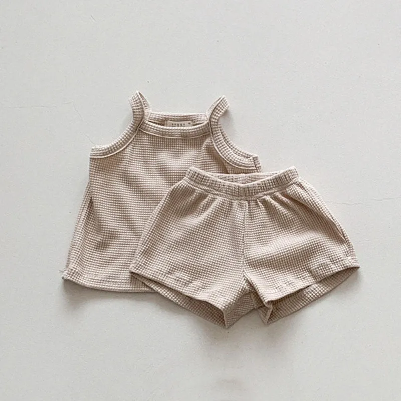 Waffle Knit Tank and Shorts Set