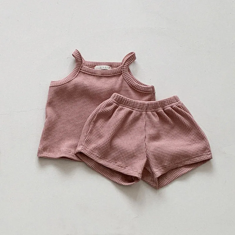 Waffle Knit Tank and Shorts Set