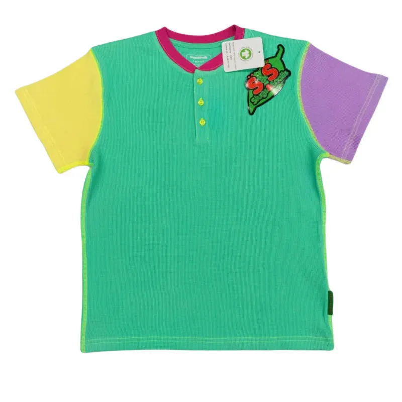 Waffle top & shorts set- '90s neon