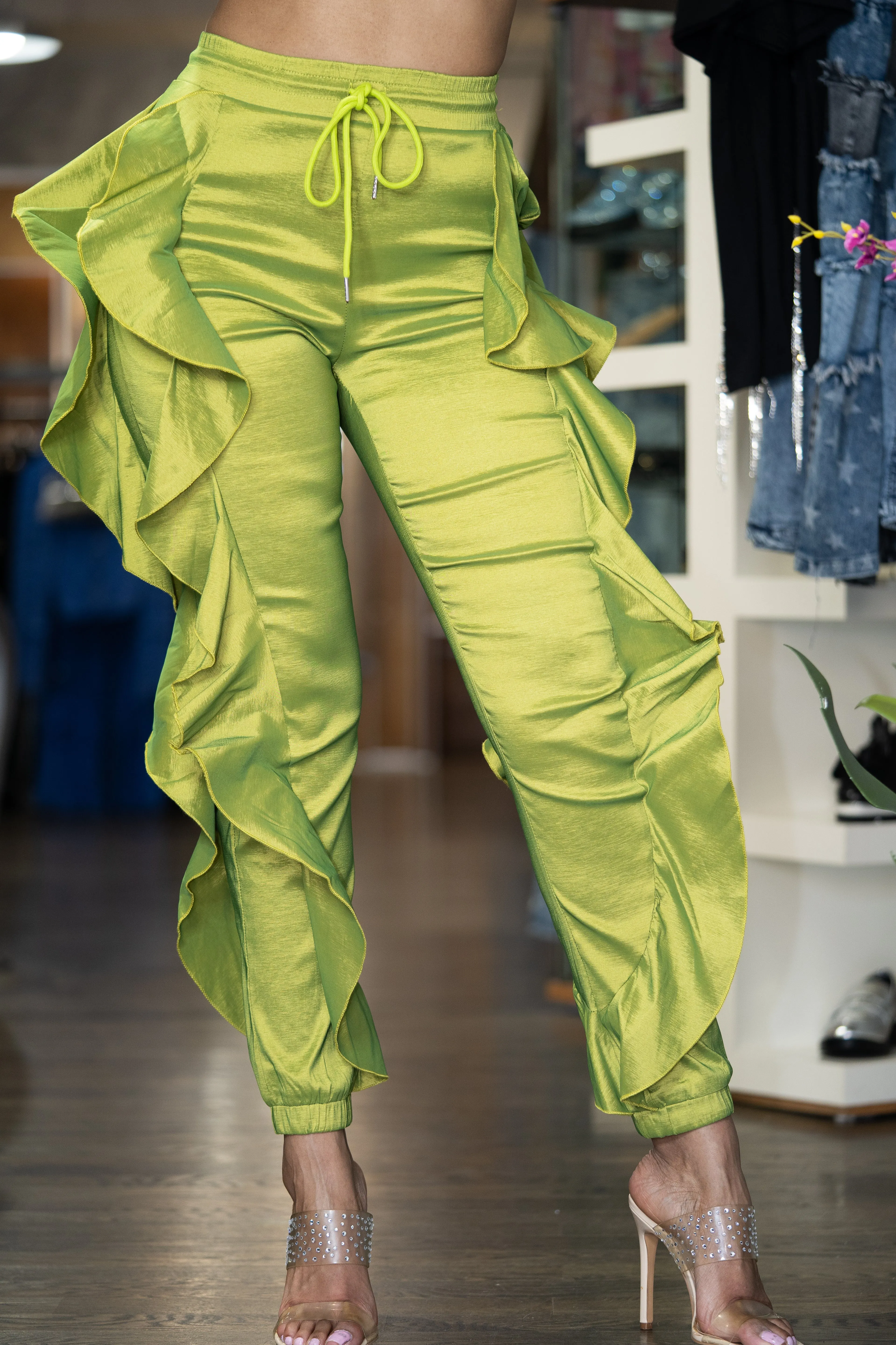 Waves Ruffled Up Jogger Pants