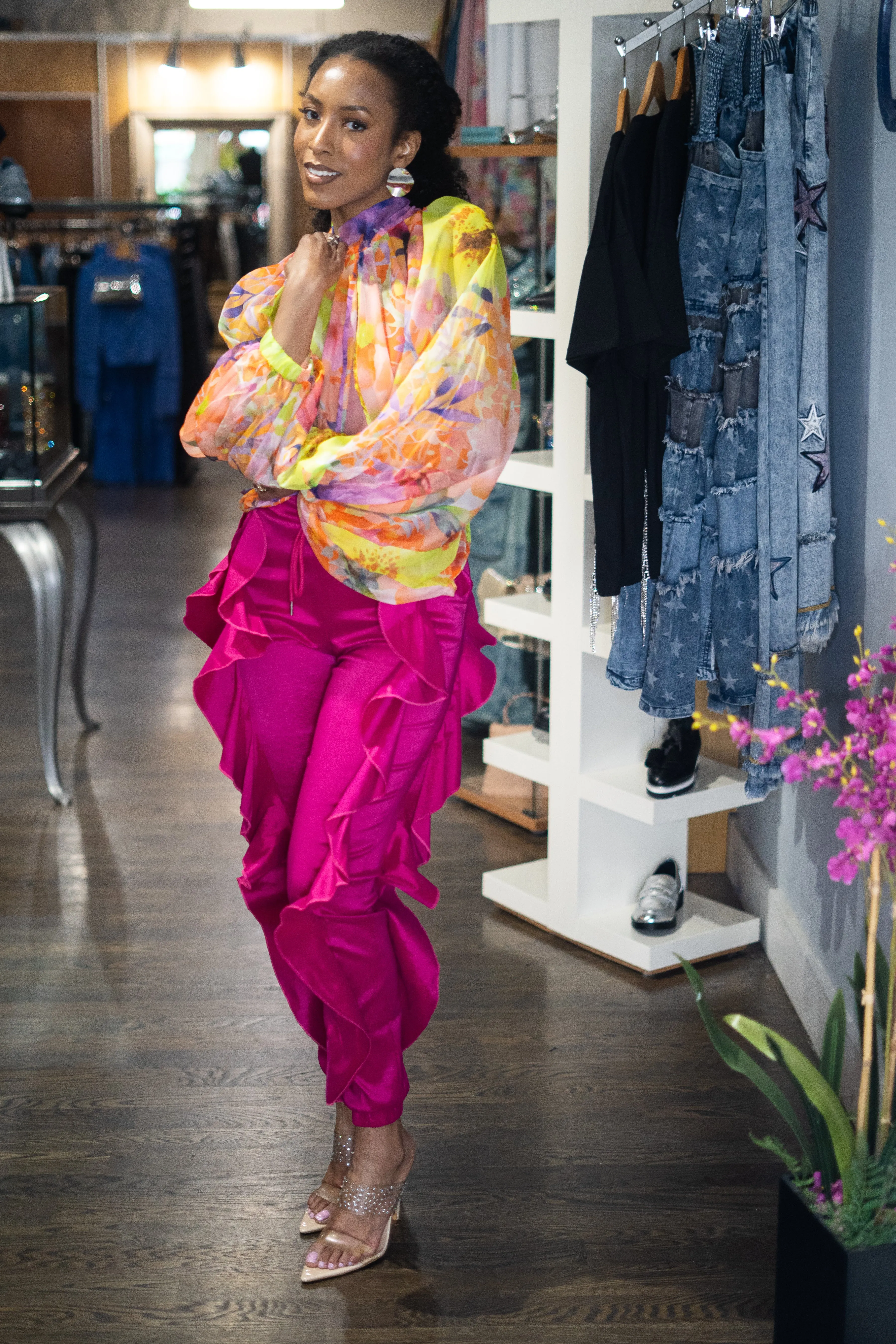 Waves Ruffled Up Jogger Pants