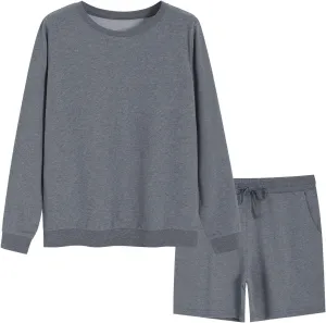 Weintee Women's Sweatsuits 2 Piece Set Shorts and Sweatshirt Matching Tracksuit