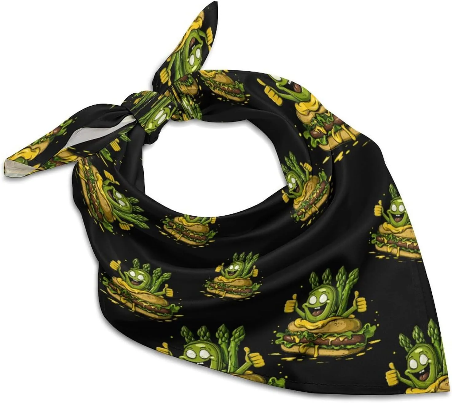 Weird Asparagus Sausage Burger Bandanas Face Mask Square Scarf Headwear Silk Head Scarves Lightweight Wrap Neck Scarf