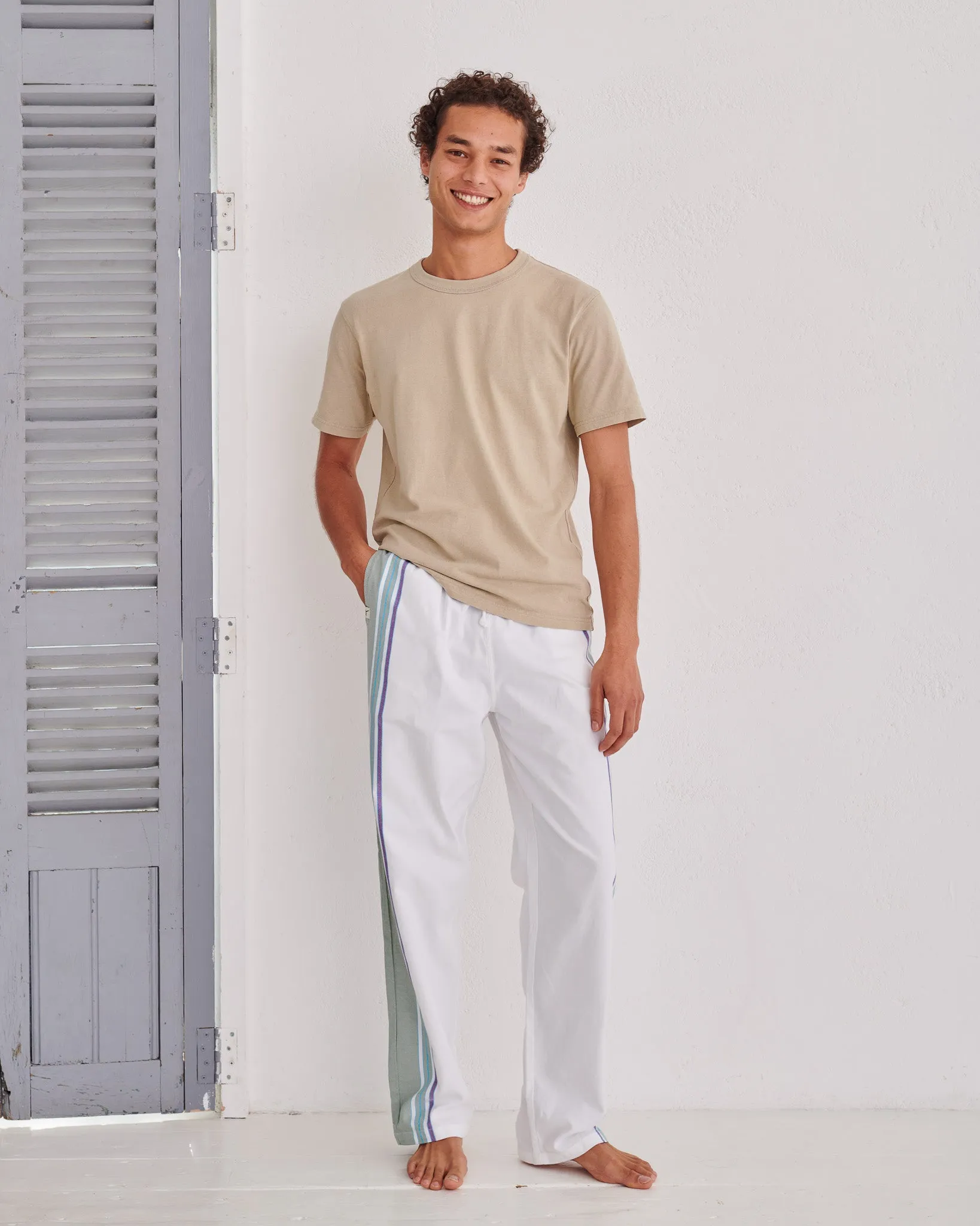 White & Olive Classic Lounge Pants