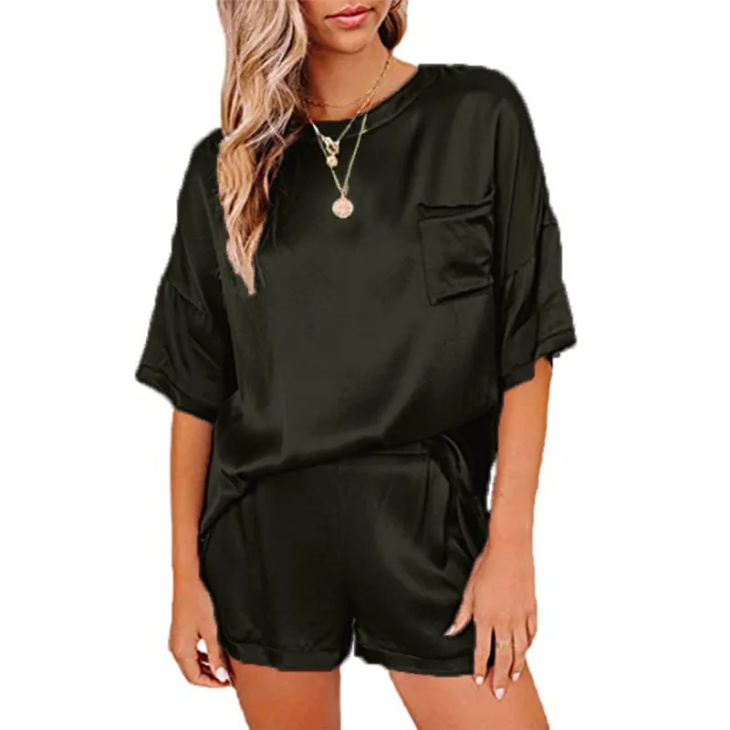 Wholesale Women's Holiday Wear Solid Homewear Loose Wholesale Pajama Sets For Valentine'S Day