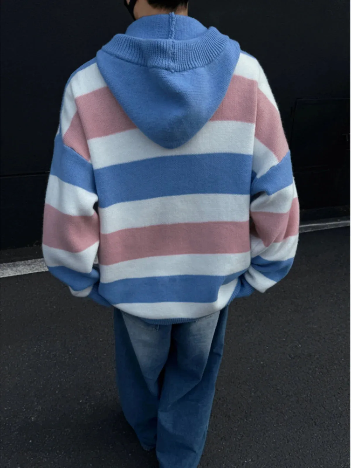 WIAOFELLAS  -  Autumn Winter 2025 Cashmere Sweater O-neck Men's Loose Oversized Knitted Hooded New Korean Casual Men Top Pullovers D465