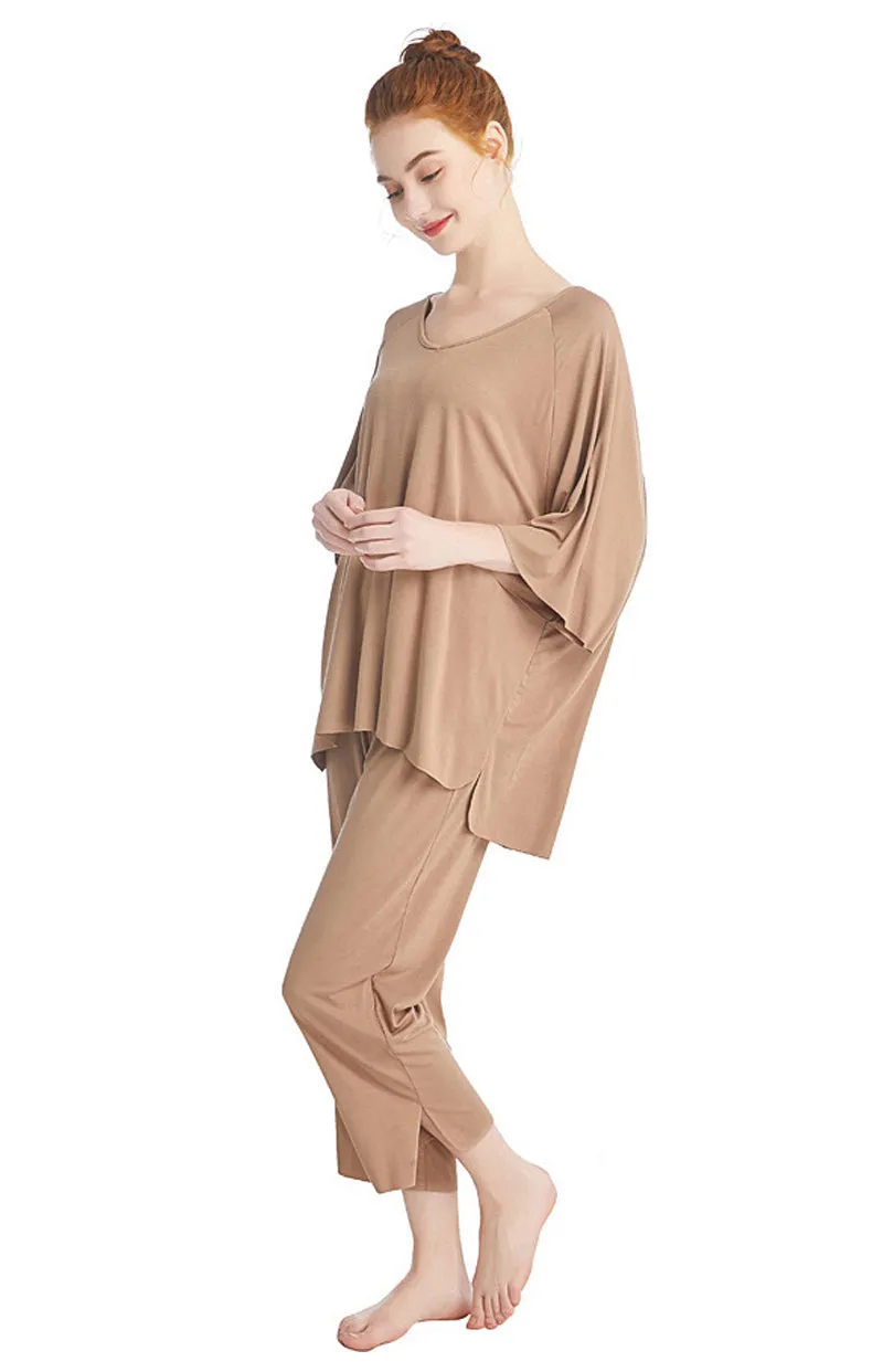 Wide Neck Shirt and Crop Pants Lounge Set