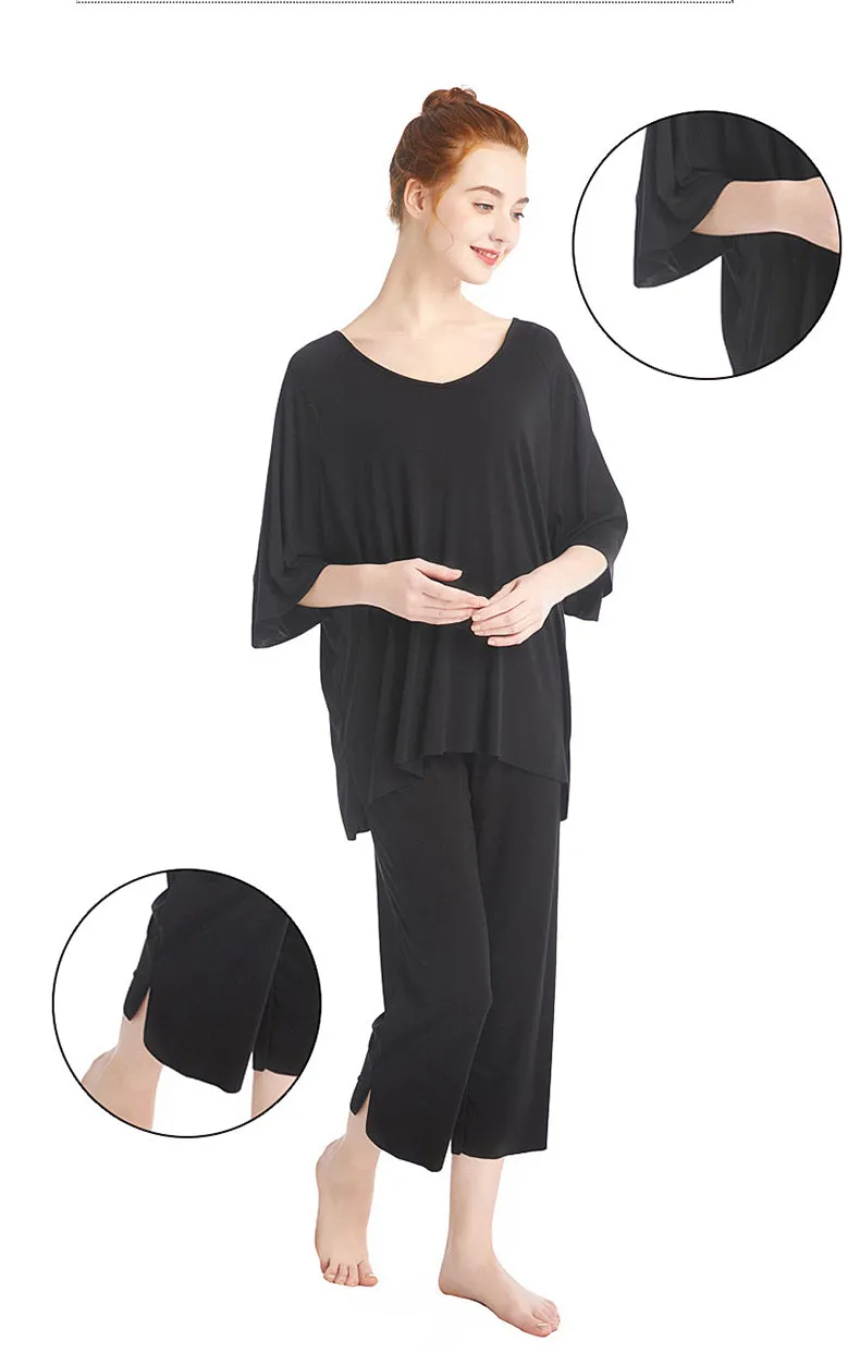 Wide Neck Shirt and Crop Pants Lounge Set