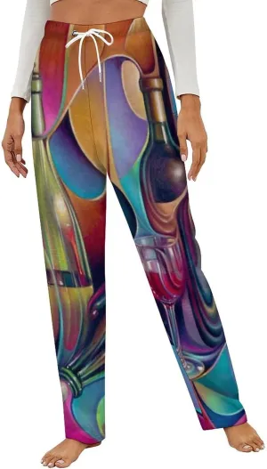 Wine Glasses Women's Flannel Pajama Pants Fleece Lounge Sleep Bottoms PJ
