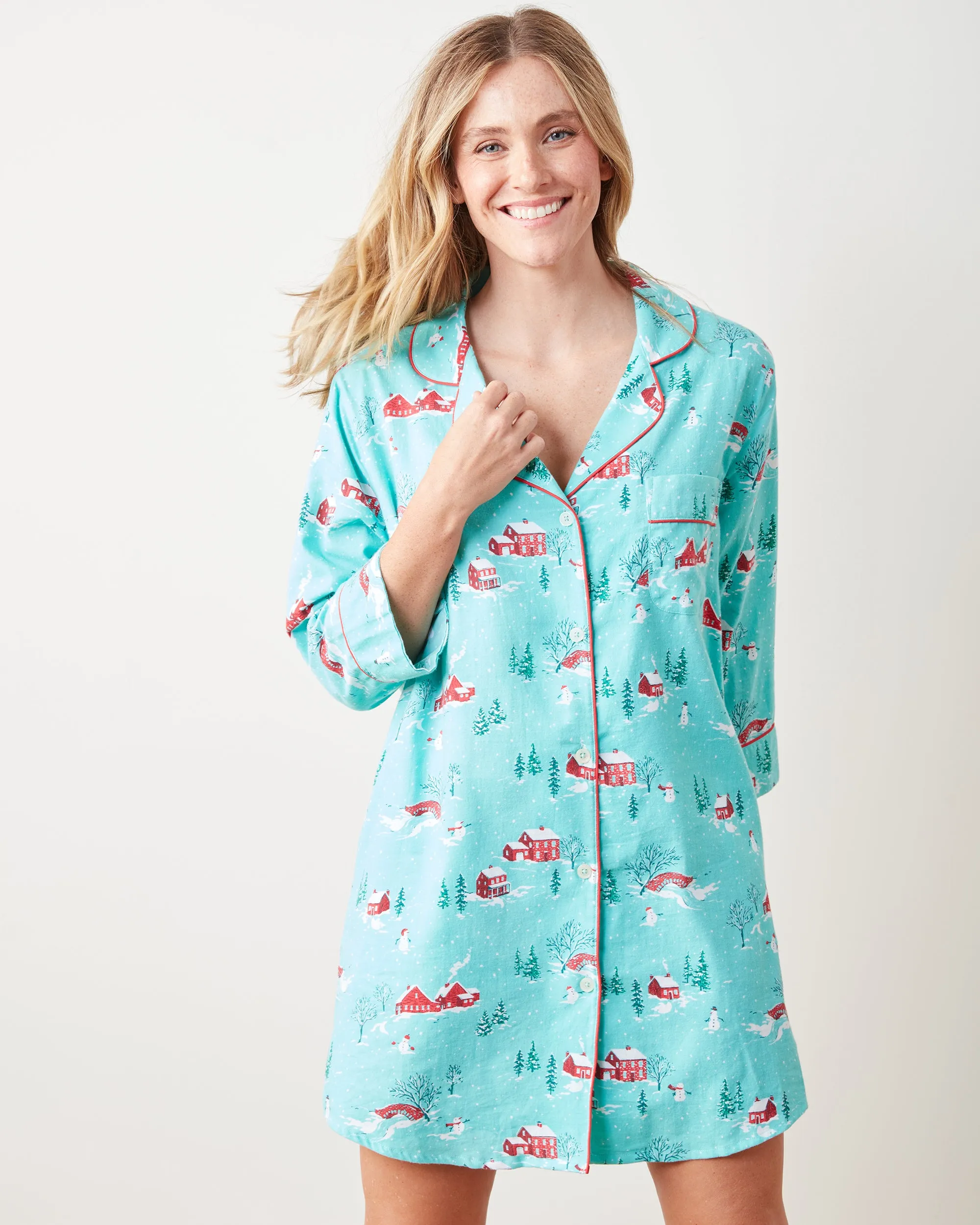 Winter Wonderland - Lightweight Flannel Sleep Shirt - Snow Day