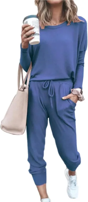 Women 2 Piece Outfits Long Sleeve Pullover Jogger Pants Lounge Sets Sweatsuits Tracksuit Casual Workout Fashion Pjs