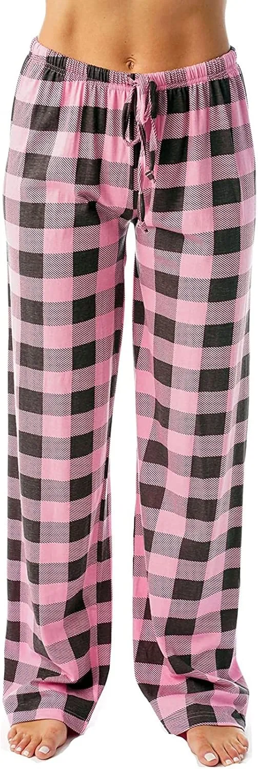 Women Buffalo Plaid Pajama Pants Elastic Waist Wide Leg Pants Casual Lounge Pants | Comfy Sleepwear | Yoga Pants
