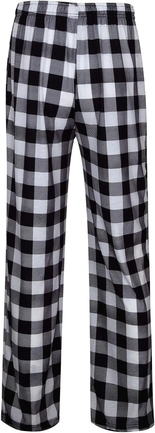 Women Buffalo Plaid Pajama Pants Funny Holiday Elastic Waist Casual Comfy Sleepwear Wide Leg Bottoms
