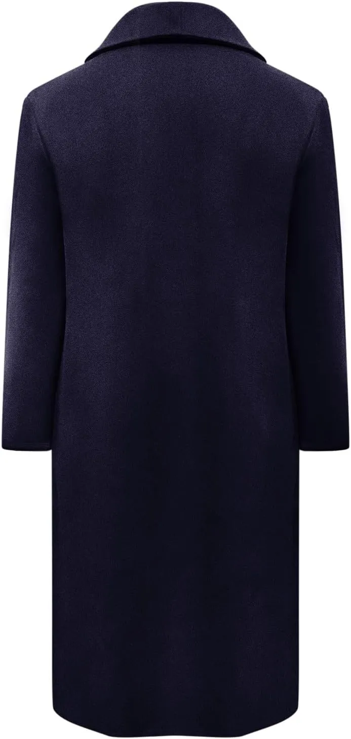 Women Fashion Solid Long Coat Long Sleeve Casual Wool Trench Coat Long down Jacket Women