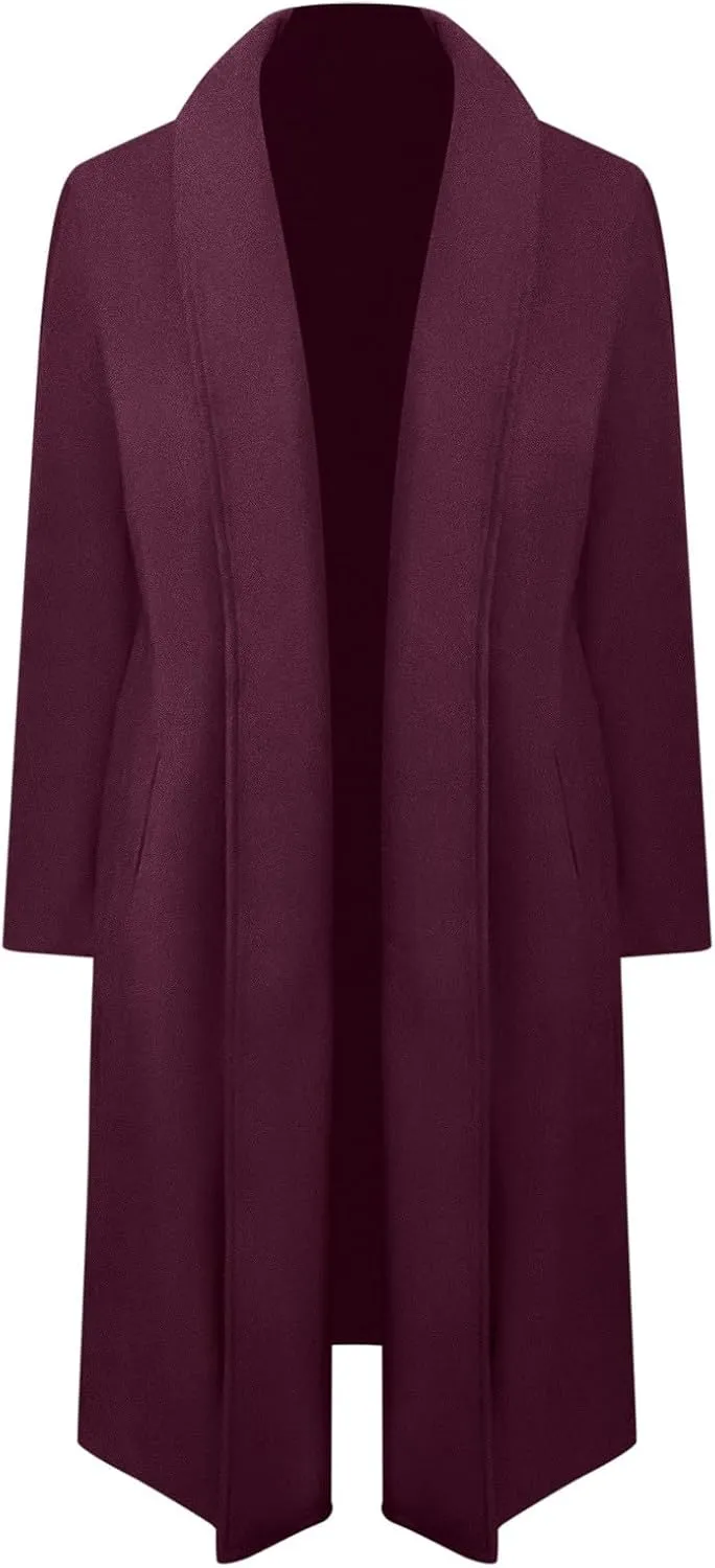 Women Fashion Solid Long Coat Long Sleeve Casual Wool Trench Coat Long down Jacket Women