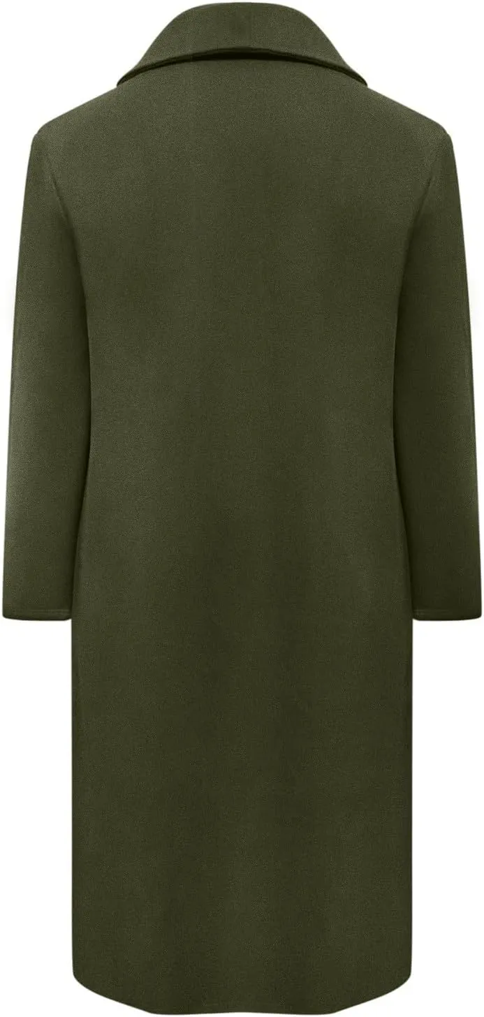 Women Fashion Solid Long Coat Long Sleeve Casual Wool Trench Coat Long down Jacket Women