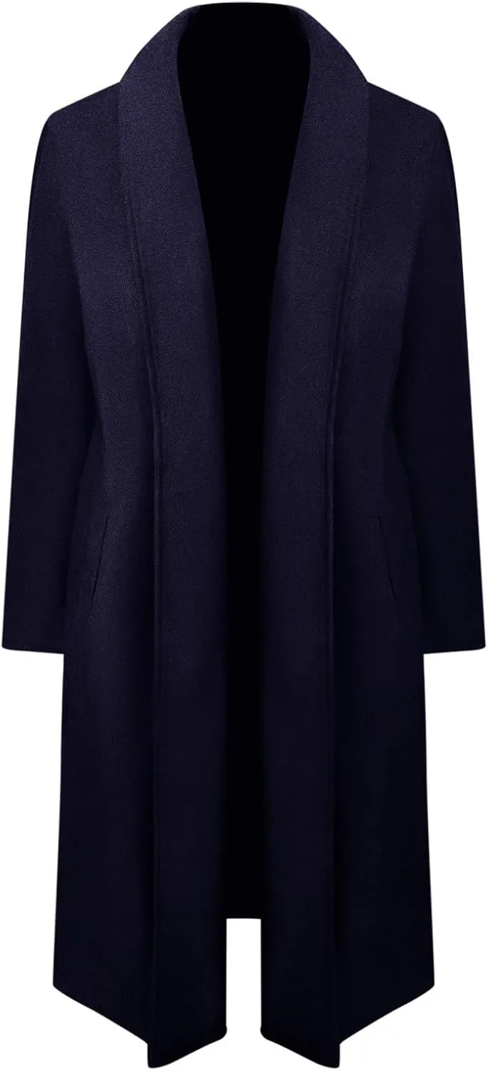 Women Fashion Solid Long Coat Long Sleeve Casual Wool Trench Coat Long down Jacket Women