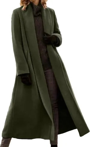 Women Fashion Solid Long Coat Long Sleeve Casual Wool Trench Coat Long down Jacket Women