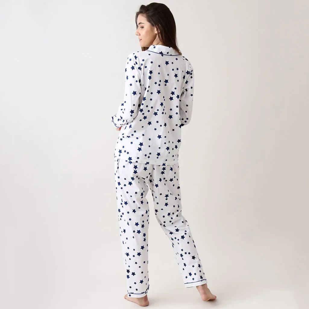 Women Navy Star Pajama Set