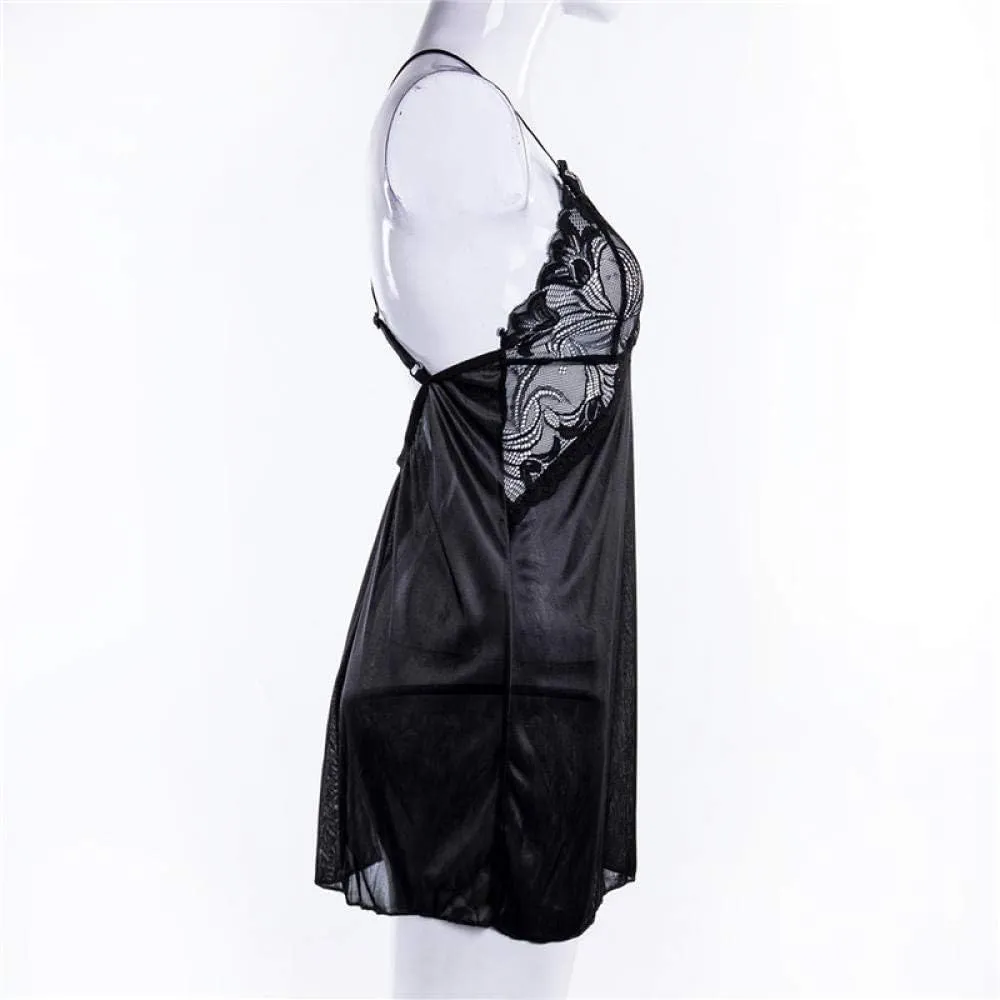 Women Nightgown Lingerie 2 Pack Satin Lace Cami Chemise Sexy V Neck Full Slips Sleep Dress Babydoll Soft Nightdress