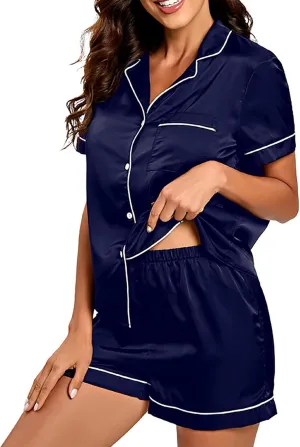Women Pajama Set Satin Silk Loungewear Sets Sleepwear Womens Set Button Down Pajamas Two Women Two Piece Outfits