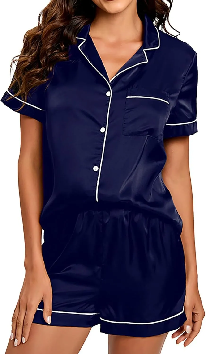 Women Pajama Set Satin Silk Loungewear Sets Sleepwear Womens Set Button Down Pajamas Two Women Two Piece Outfits