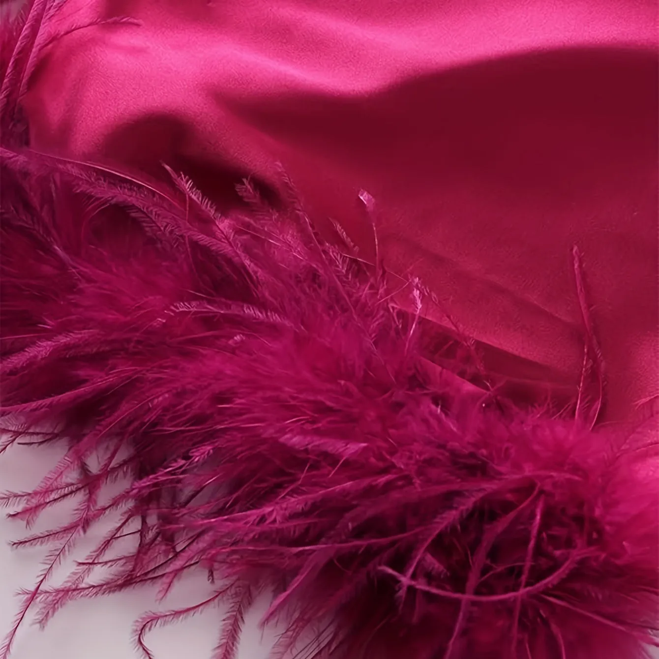 Women Pure Silk Kimono Robes with Ostrich Feather