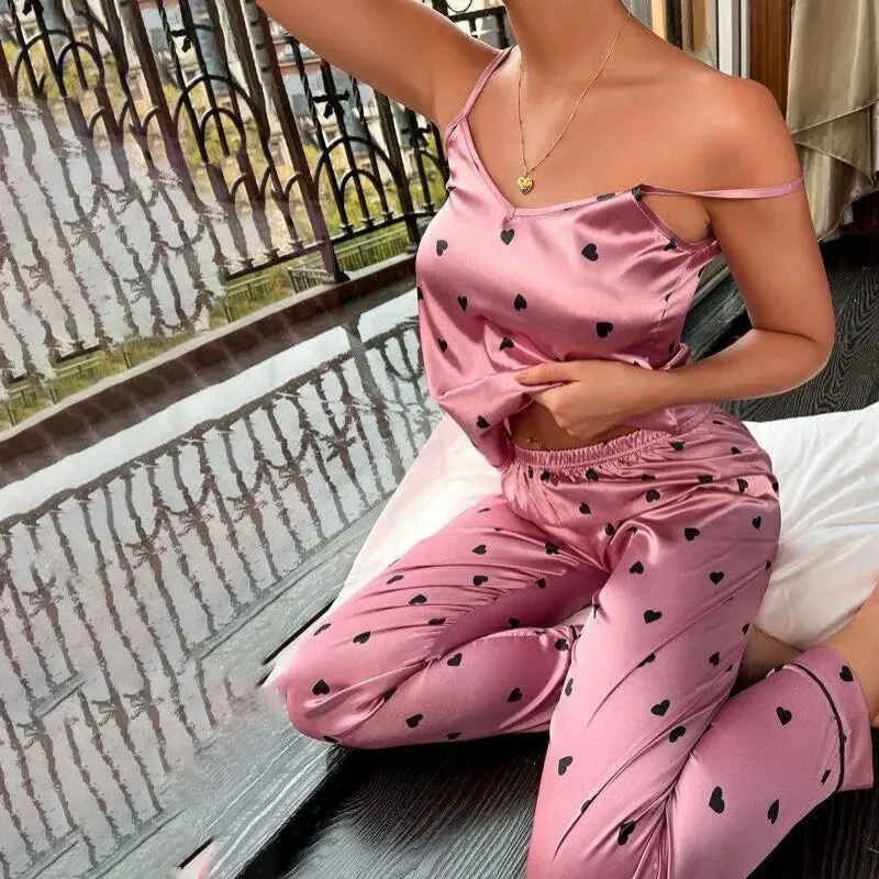 Women Satin Silk Pajamas Sets
