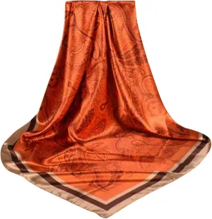 Women Silk Scarves Winter Scarfs For Women Head Scarf For Women Satin Cashew Flower Prints Square Scarfs For