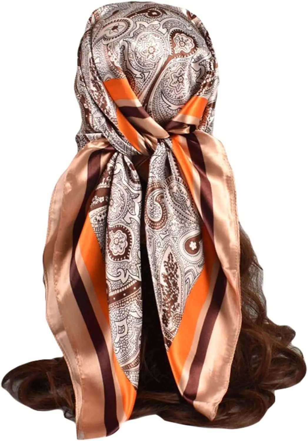 Women Silk Scarves Winter Scarfs For Women Head Scarf For Women Satin Cashew Flower Prints Square Scarfs For