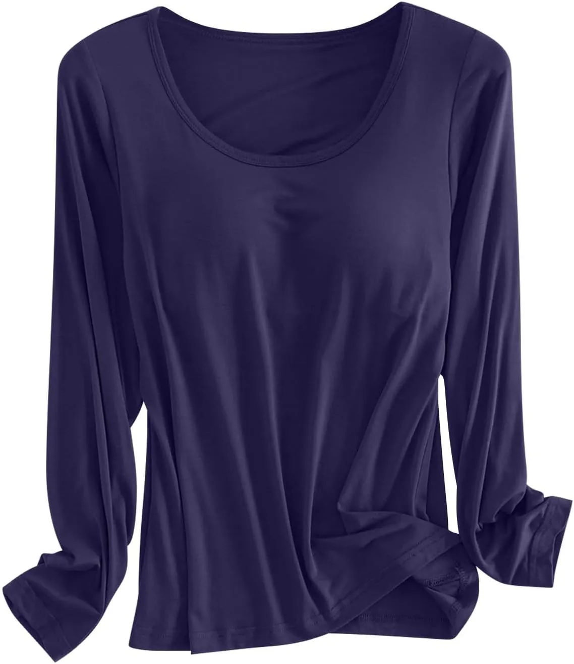 Women Soft Pajamas Comfy Loungewear Nightshirt with Built In Bra Long Sleeve Sleep T Shirt Tops Sexy ounge Pajama
