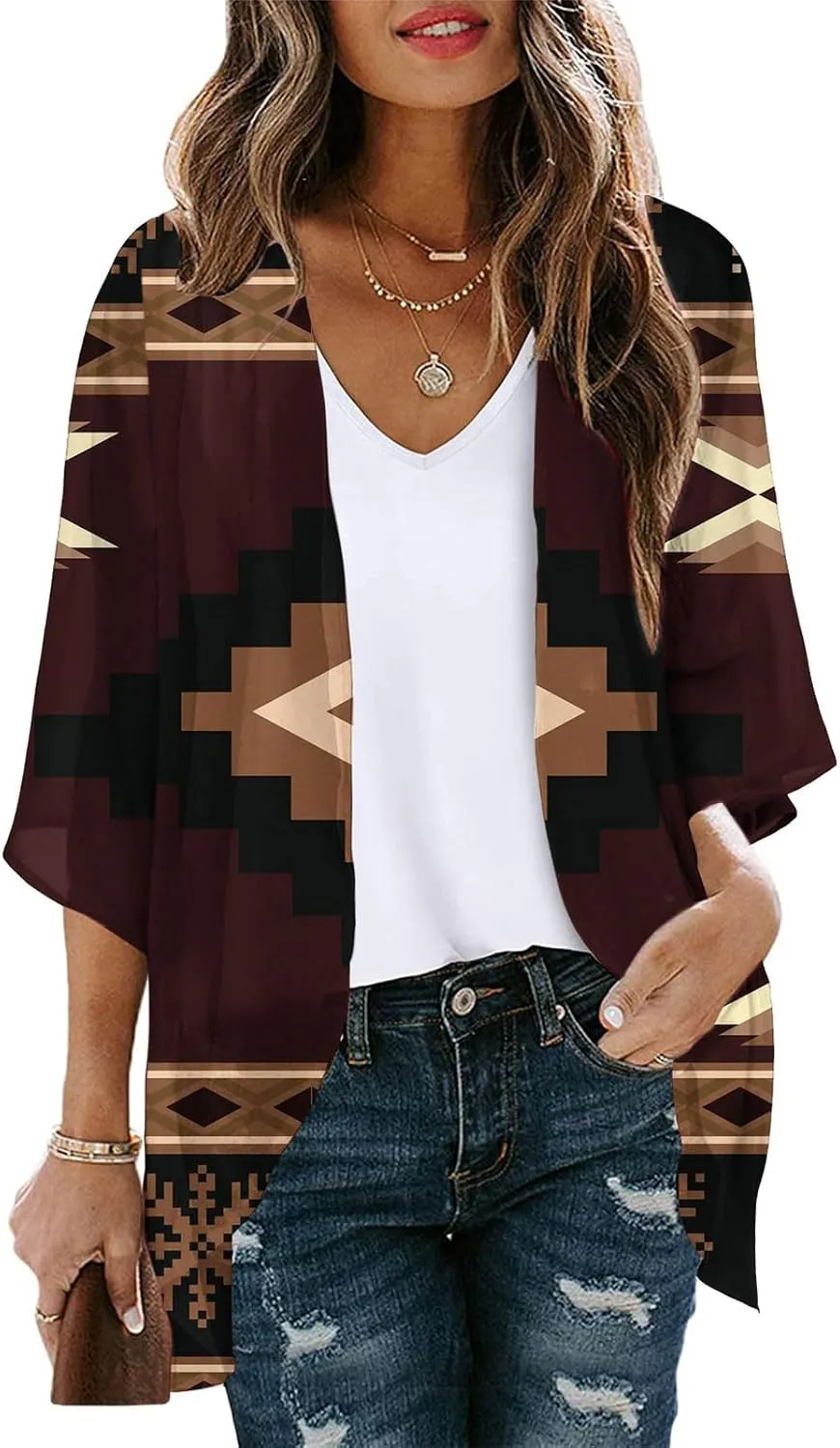 Women Summer Kimono Cardigan Short Sleeve Lightweight Cover Up Open Front Tops for Women Trendy Outfits