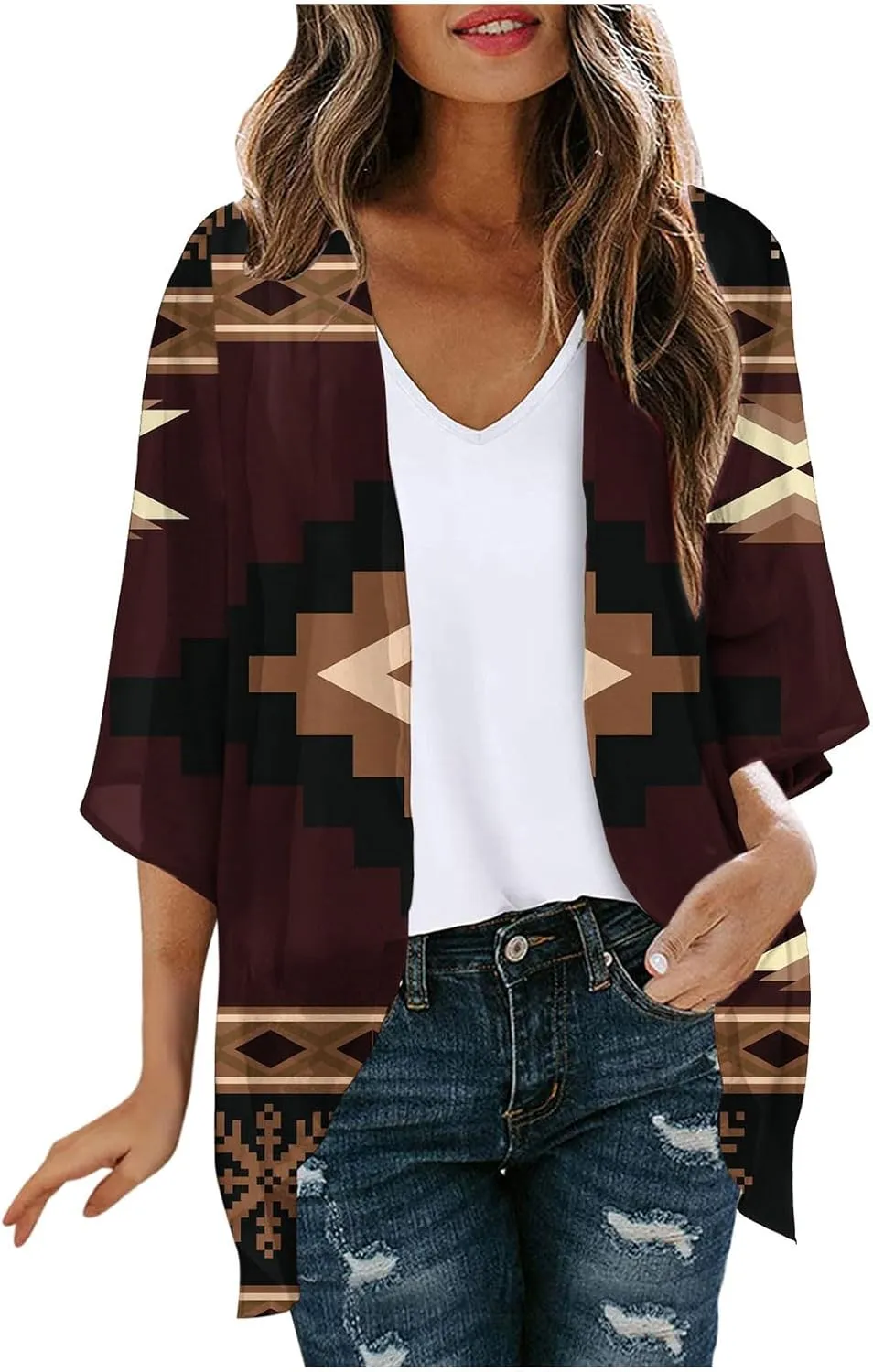 Women Summer Kimono Cardigan Short Sleeve Lightweight Cover Up Open Front Tops for Women Trendy Outfits