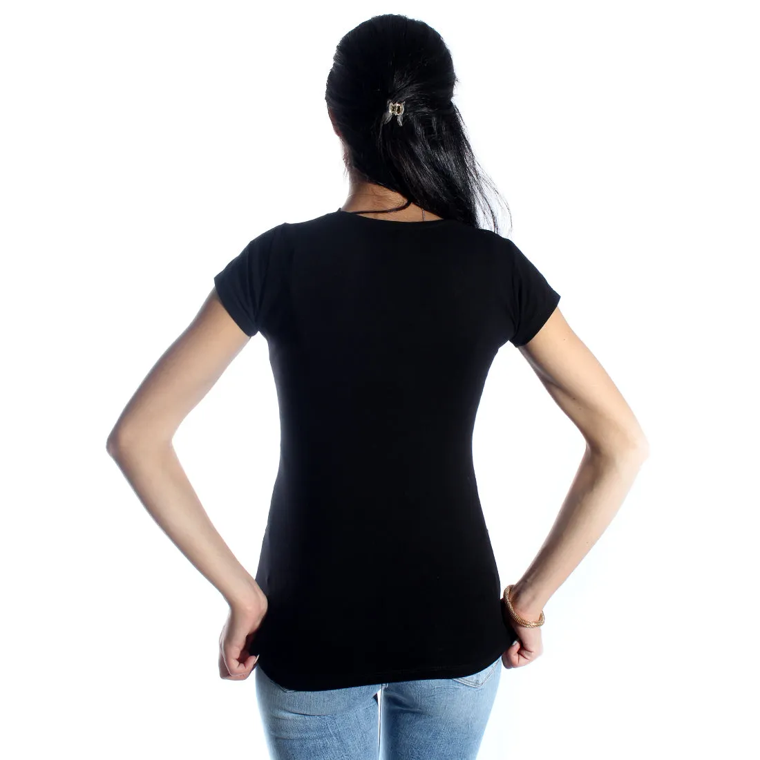 women t-shirt/ black/ cotoon   lycra/ made in Turkey -3403