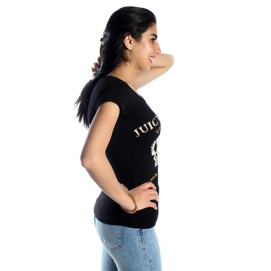 women t-shirt/ black/ cotoon   lycra/ made in Turkey -3403