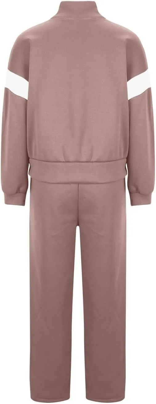 Women Trendy 2 Piece Set Zip Up Sweatshirt Sweatpant Tracksuit Colorblock Jogger Sweatsuits Fall Winter Outfits