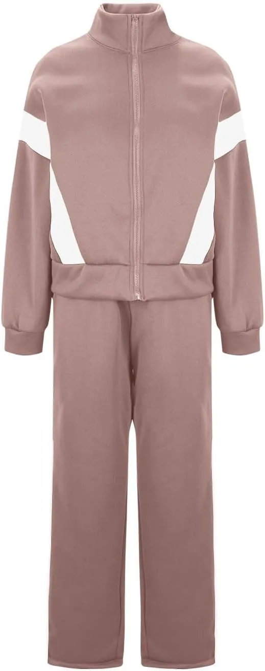 Women Trendy 2 Piece Set Zip Up Sweatshirt Sweatpant Tracksuit Colorblock Jogger Sweatsuits Fall Winter Outfits