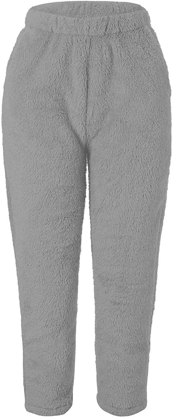 Women Warm Plush Pajama Pants Soft Fluffy Pajamas Sleep Pants Comfy Fuzzy Lounge Pants Fleece Pj Bottoms Sleepwear